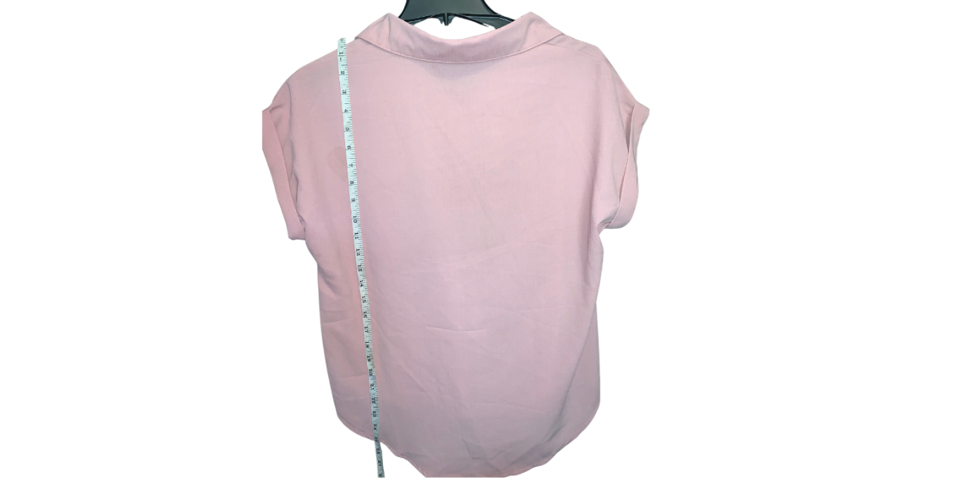 Classic Pink Short-Sleeve Button-Down Shirt; M