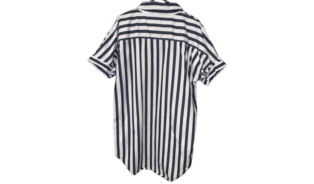 Classic Black and White Striped T-Shirt Dress; M