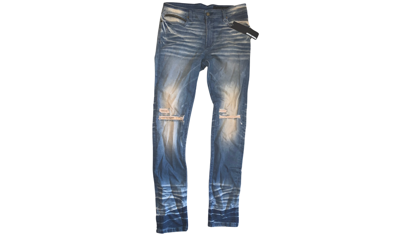 Rockstar Original Distressed Slim-Fit Men’s Denim Jeans; 34x38