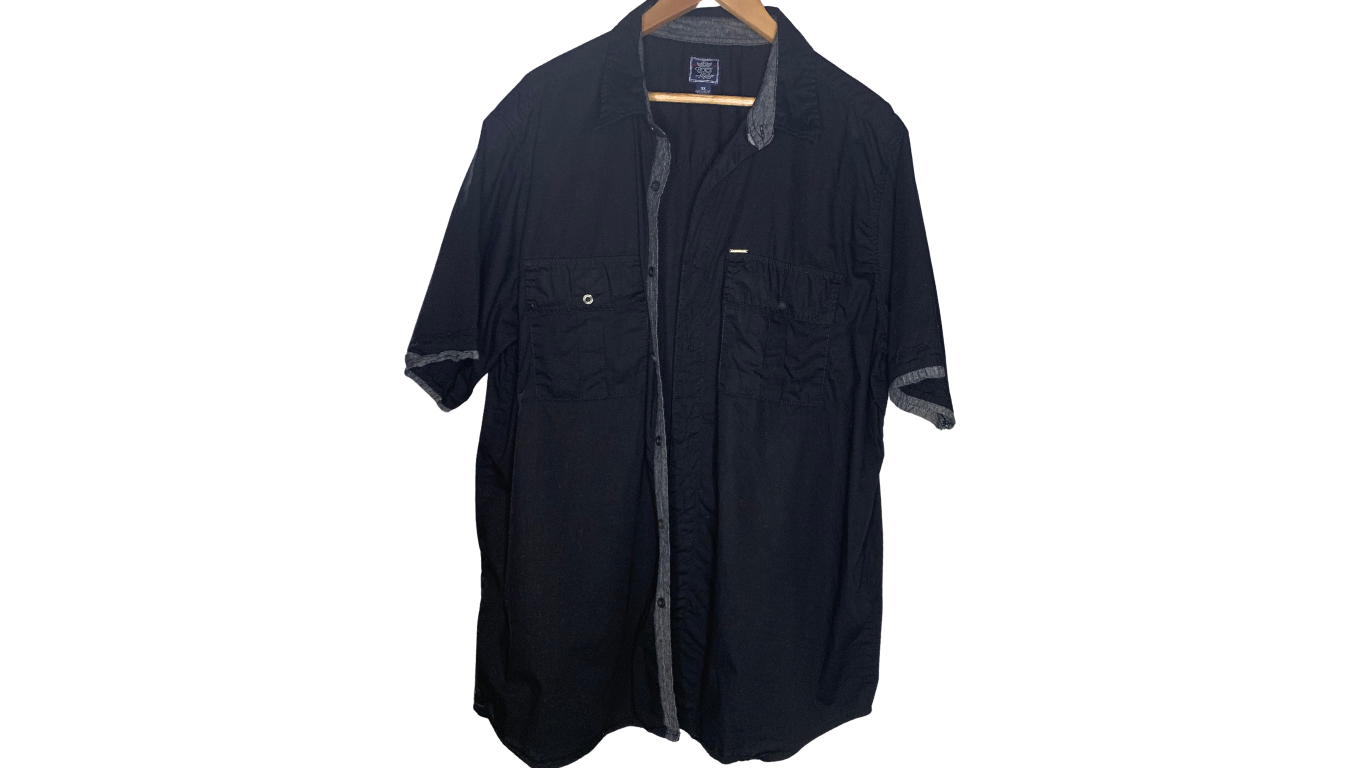 Classic Black Short Sleeve Button-Up Shirt, 3x
