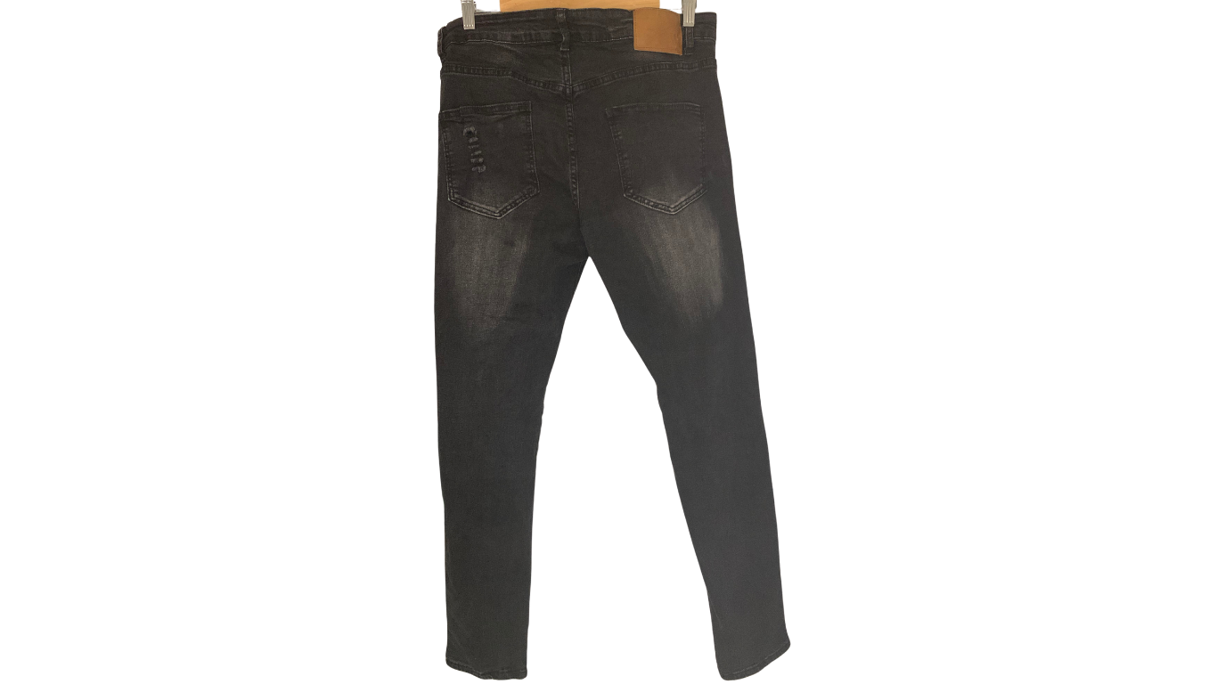 Distressed Black Studded Skinny Jeans, 36x32