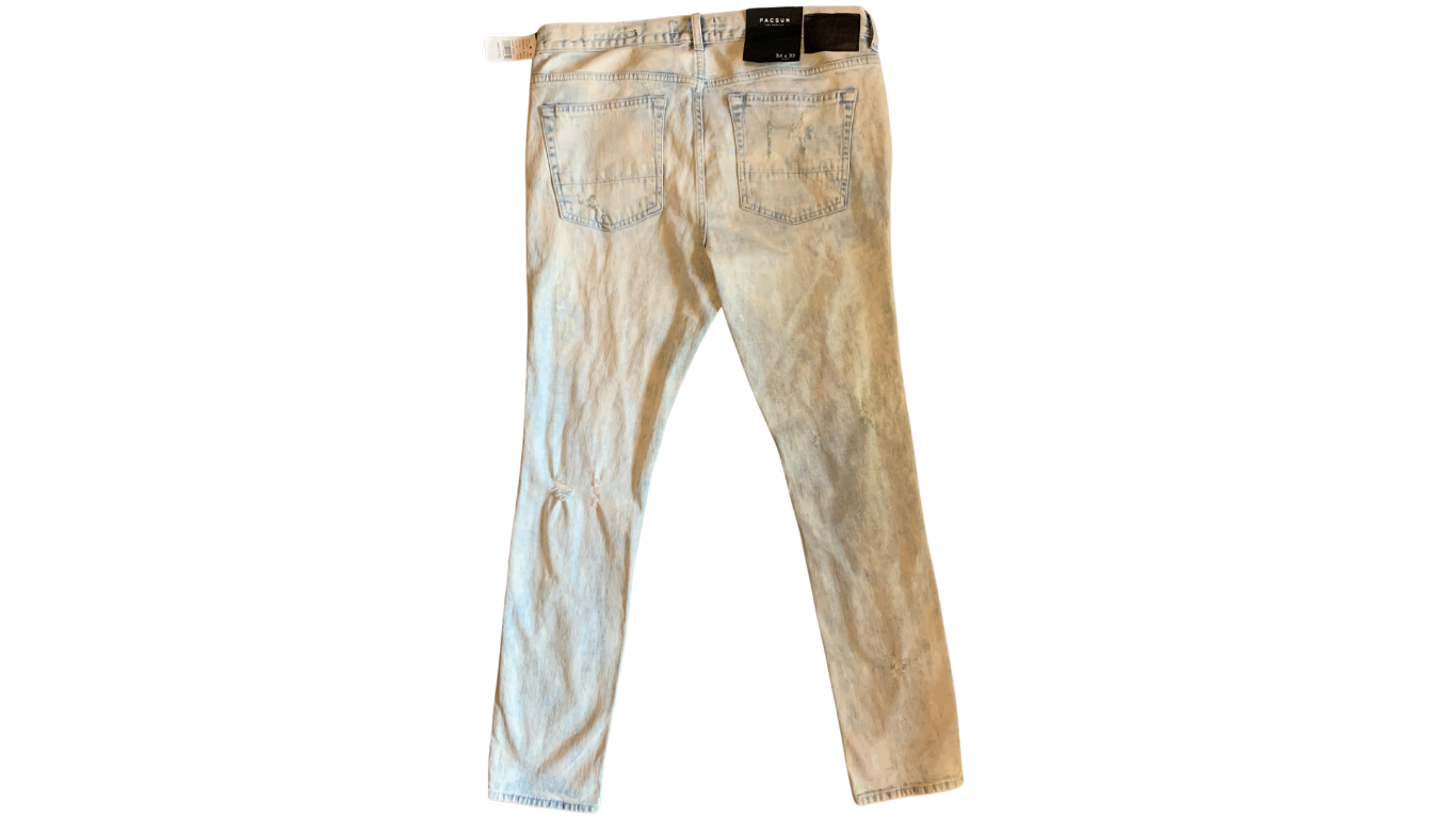 Men’s Pacsun Distressed Skinny Jeans, Light Wash; Size 34x32