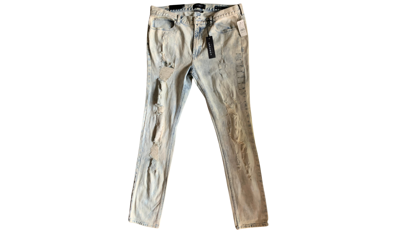 Men’s Pacsun Distressed Skinny Jeans, Light Wash; Size 34x32