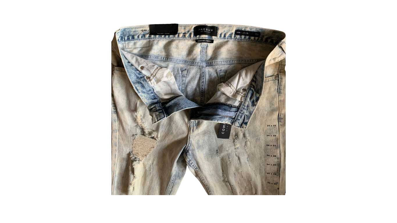 Men’s Pacsun Distressed Skinny Jeans, Light Wash; Size 34x32