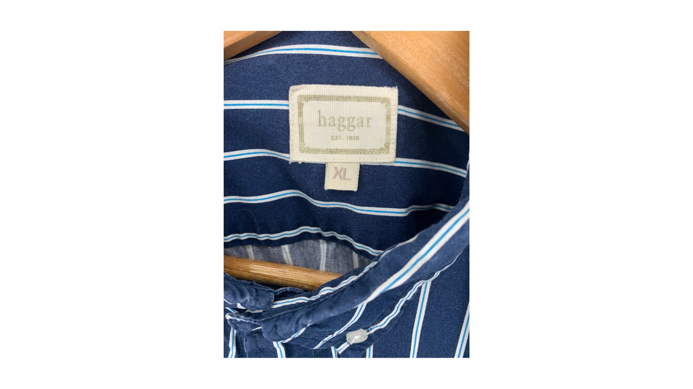 Haggar Classic Striped Button-Up Shirt, XL