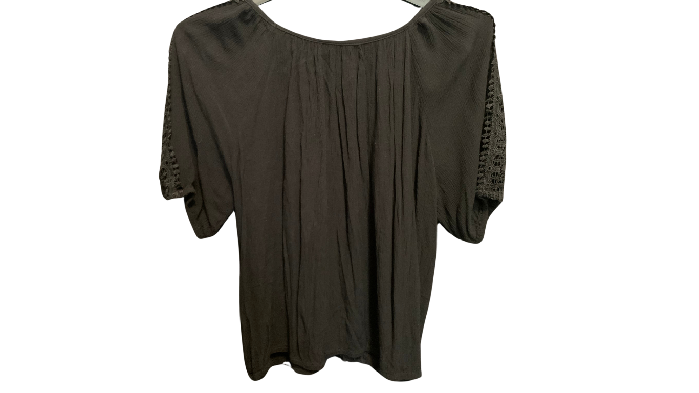 Black Blouse with Lace Shoulders; M