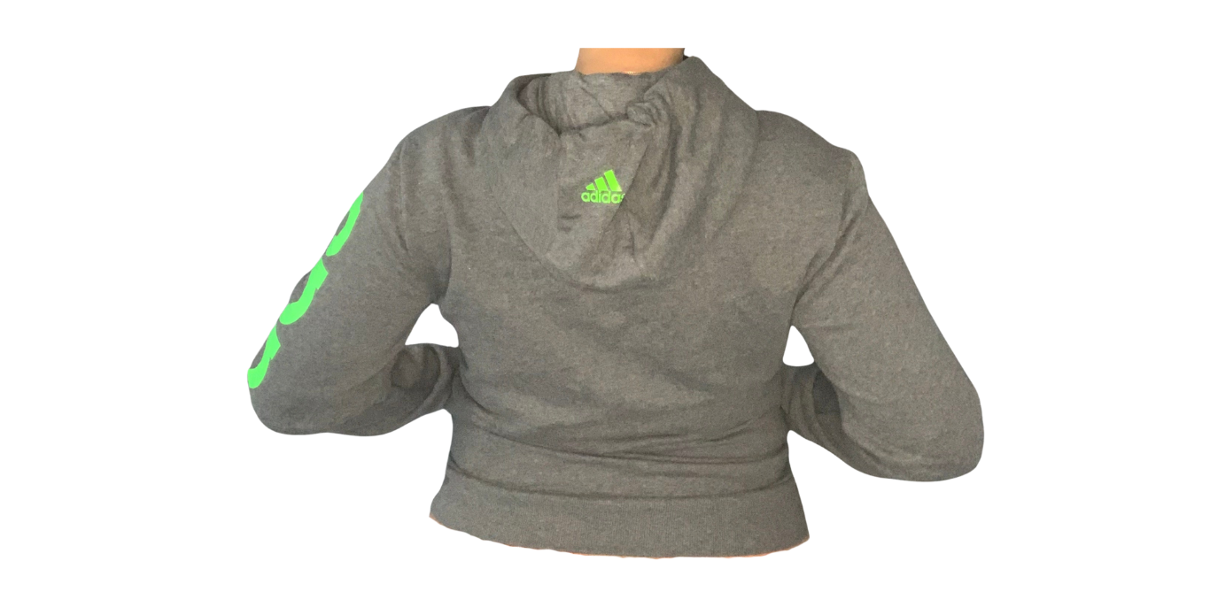 Adidas Essential Full-Zip Jacket, Charcoal Grey/Lime Green; M