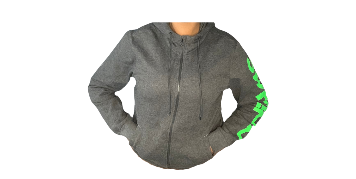 Adidas Essential Full-Zip Jacket, Charcoal Grey/Lime Green; M