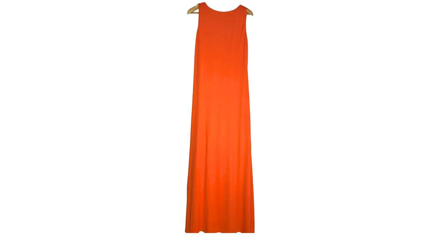 Tangerine Maxi Dress with Dual Side Slits, L/XL Tall
