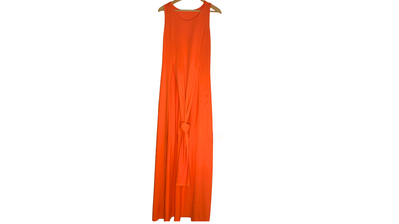 Tangerine Maxi Dress with Dual Side Slits, L/XL Tall