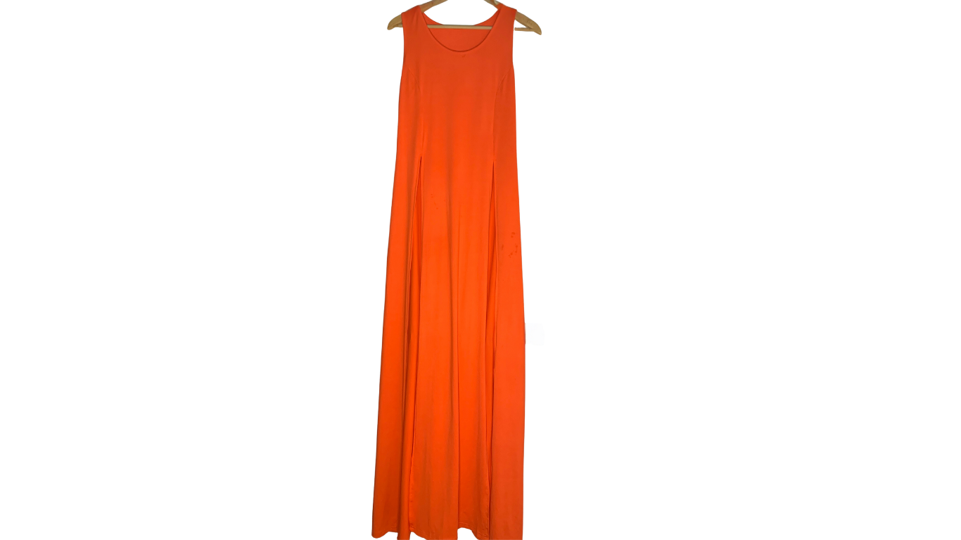 Tangerine Maxi Dress with Dual Side Slits, L/XL Tall