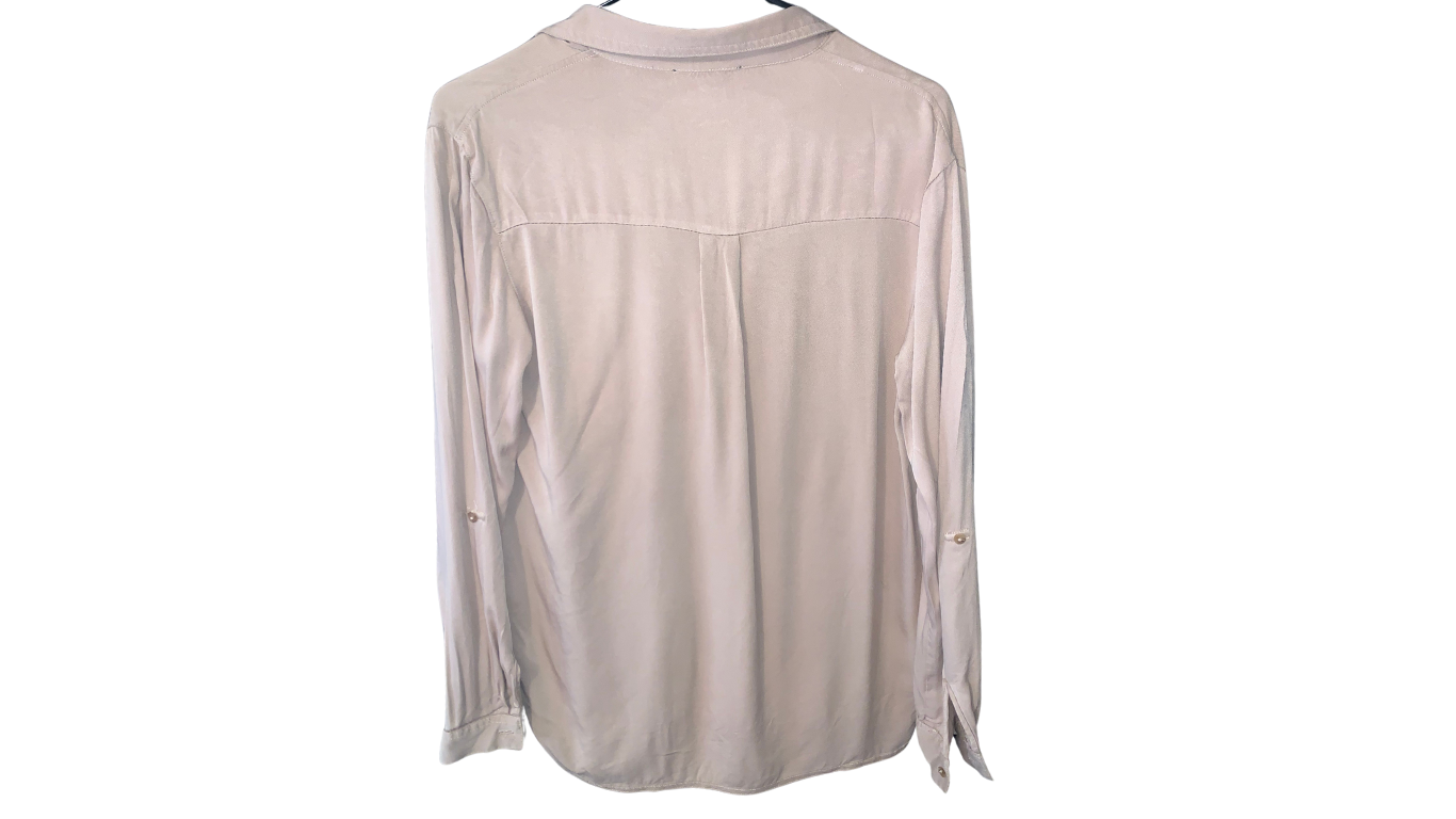 Classic Beige Button-Down Blouse for Women; S