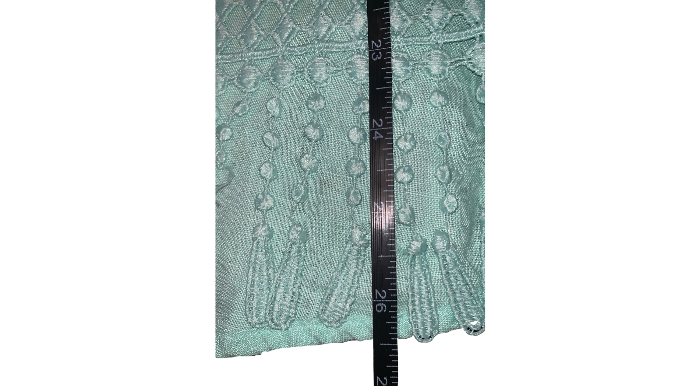 Bohemian Seafoam Crochet Trim Tunic Top; S