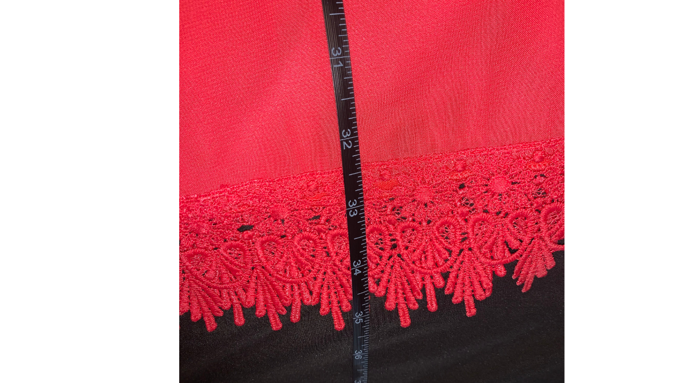 Scarlet Chiffon Midi Dress with Tassel Hem; M