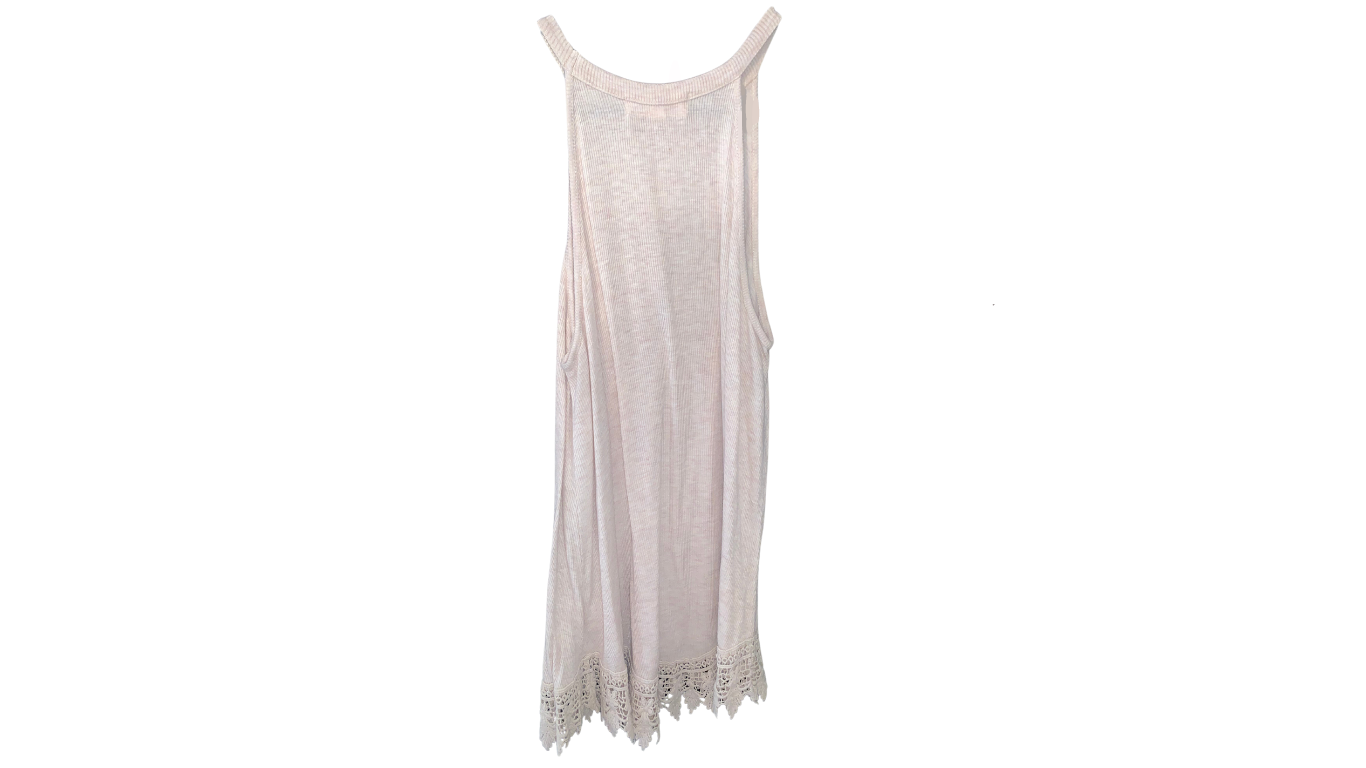 Nude Lace-Trimmed Longline Tank Top; M