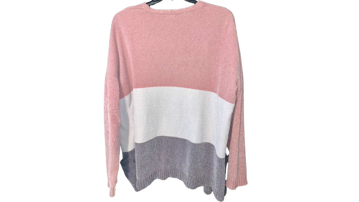 Women’s Tri-Color Block Open Front Cardigan; L