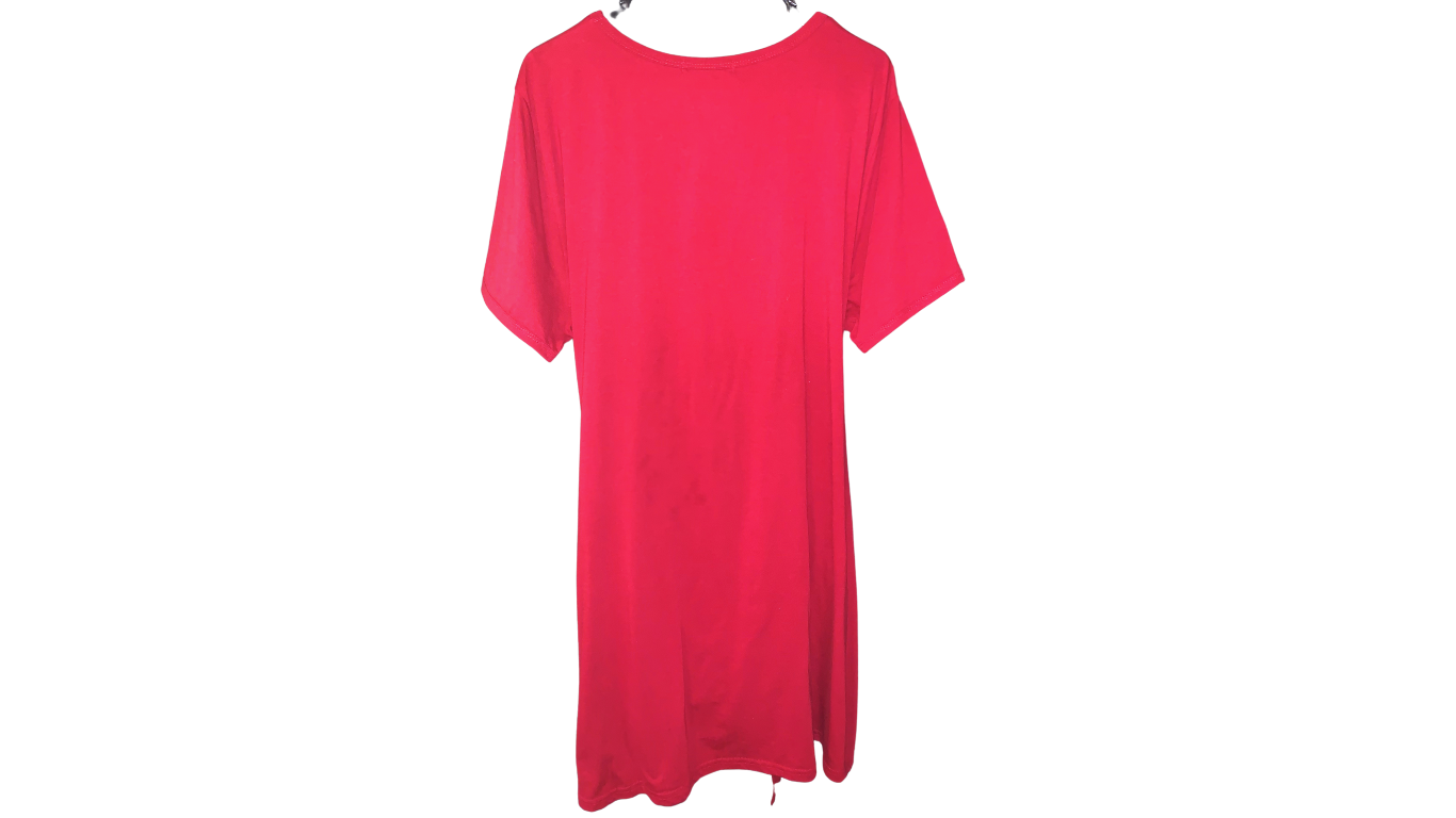 Brick Red Draped Knee-Length Dress with Soft Stretch Fabric, XL