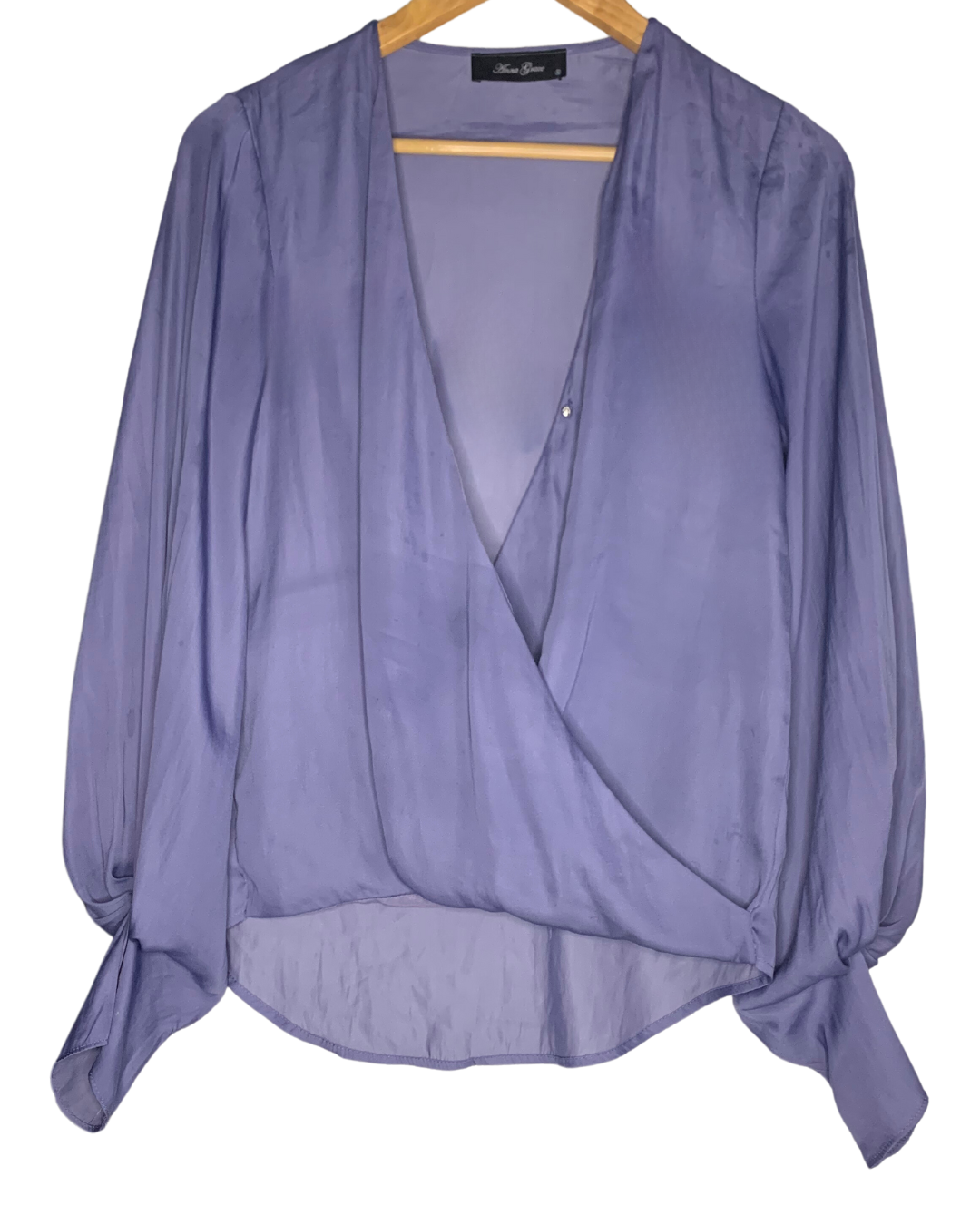 Elegant Lavender Wrap Blouse; S