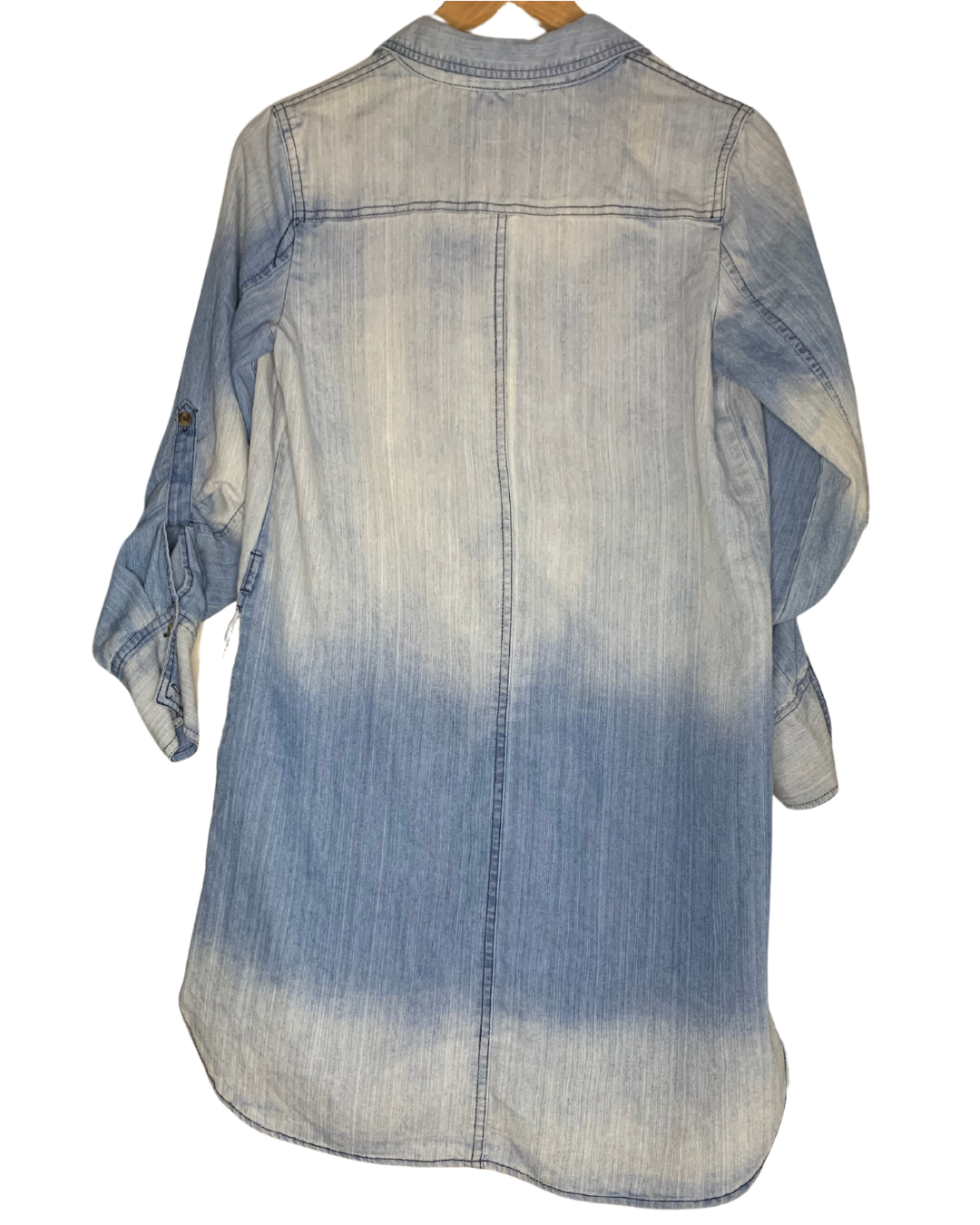 Casual Chic Ombre Denim Shirt Dress for Women, M