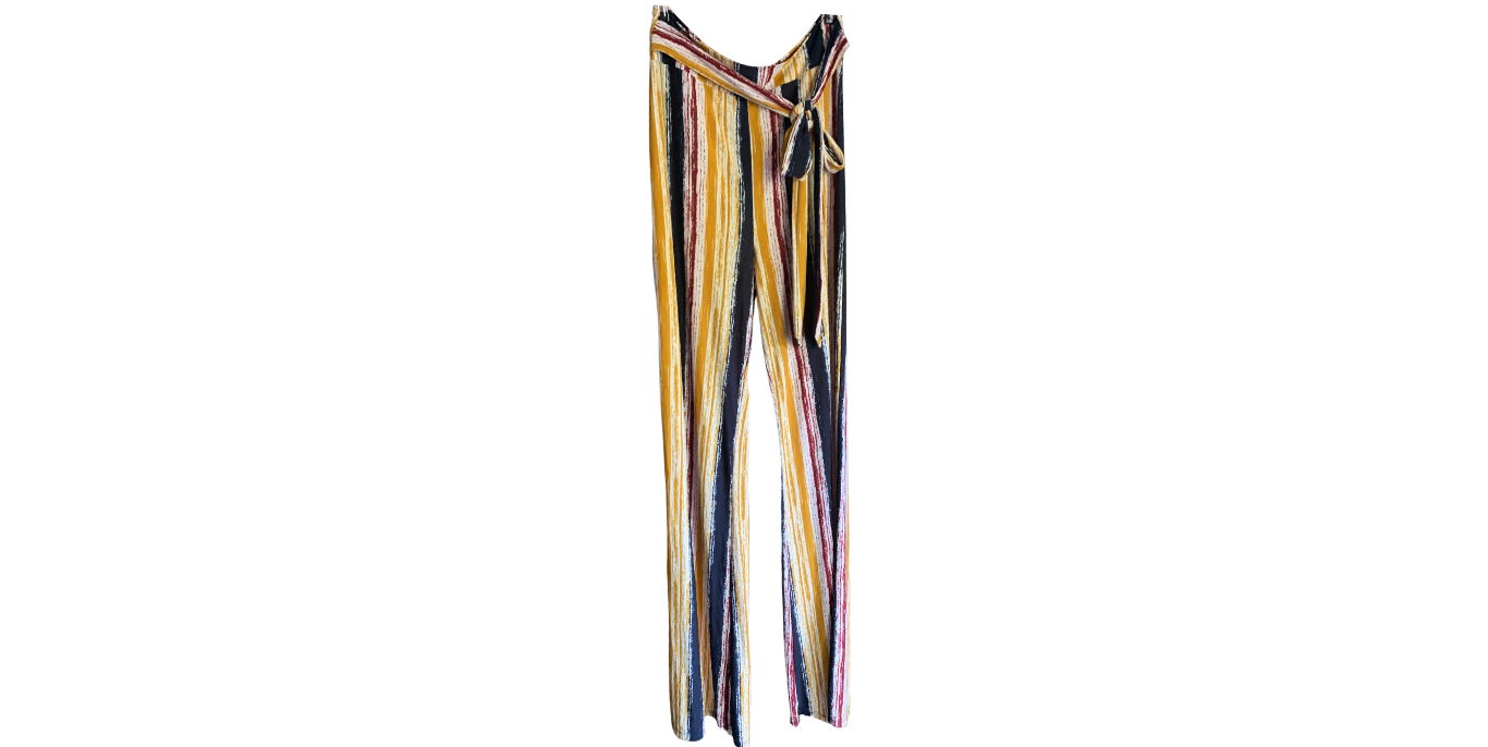 Women's Multicolor Striped High-Waist Pants, M
