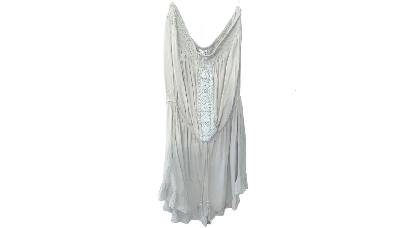 Bohemian Style Lace-Trimmed Romper; L