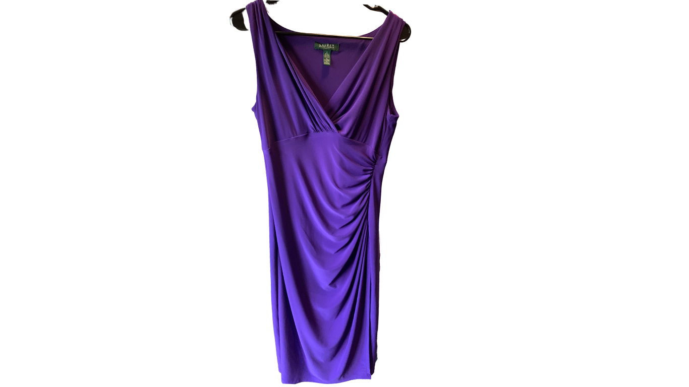 Ralph Lauren Elegant Purple Draped Dress; M