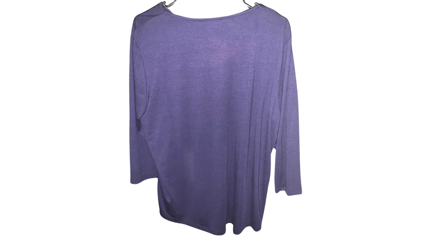Blue Criss-Cross Quarter-Sleeve Top; M