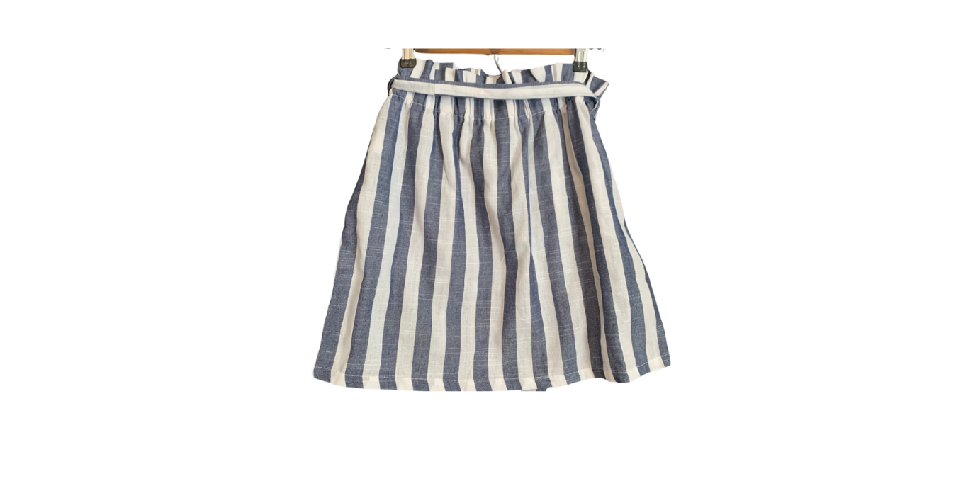 Nautical Stripe Tie-Waist Cotton Skirt for Women; L
