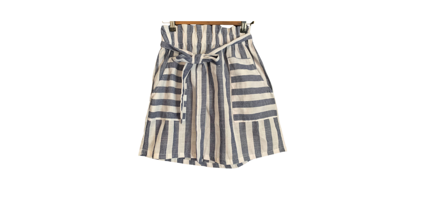 Nautical Stripe Tie-Waist Cotton Skirt for Women; L