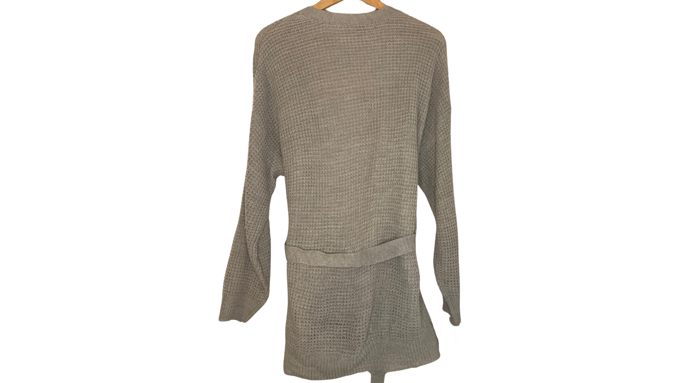 Cozy Gray Ashley Stewart Belted Cardigan, 2X