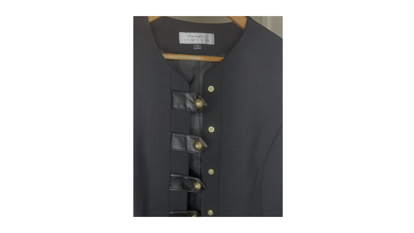 Sleek Black Military-Inspired Button-Up Jacket, L