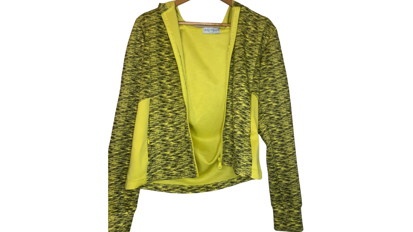 Vibrant Yellow Textured Zip-Up Jacket