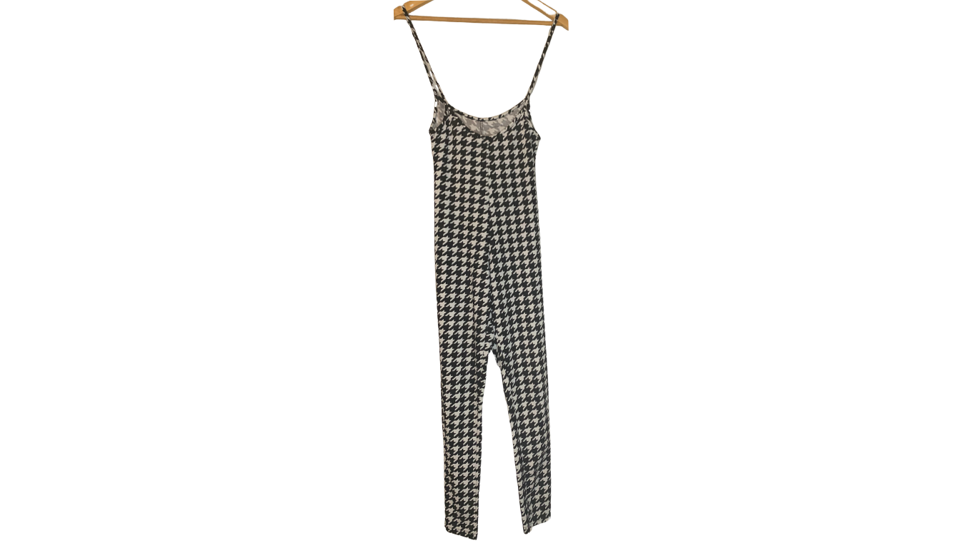 Trendy Houndstooth Spaghetti Strap Jumper, M