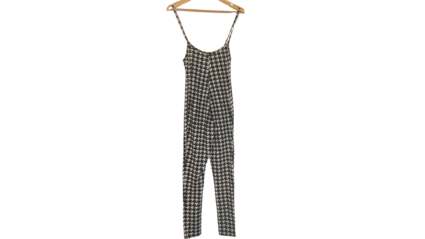 Trendy Houndstooth Spaghetti Strap Jumper, M