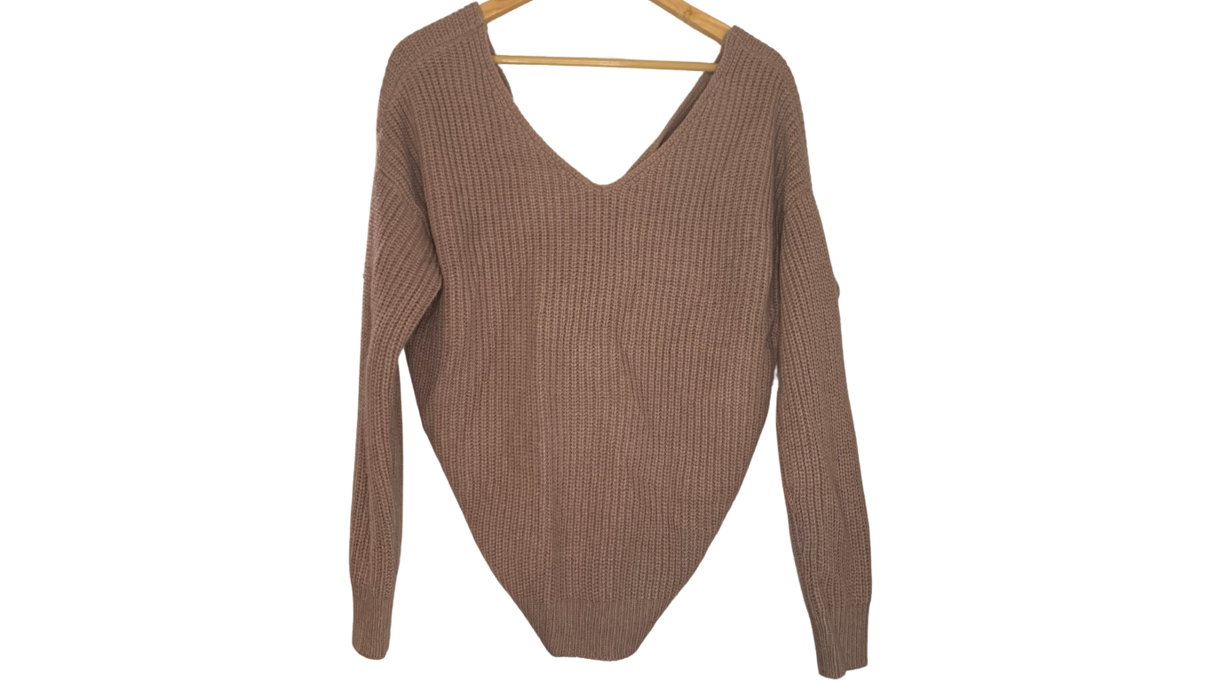 Taupe Twist-Front Sweater, S