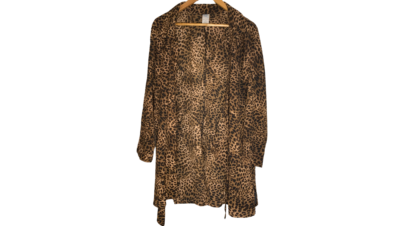 Leopard Print Wrap Dress, L