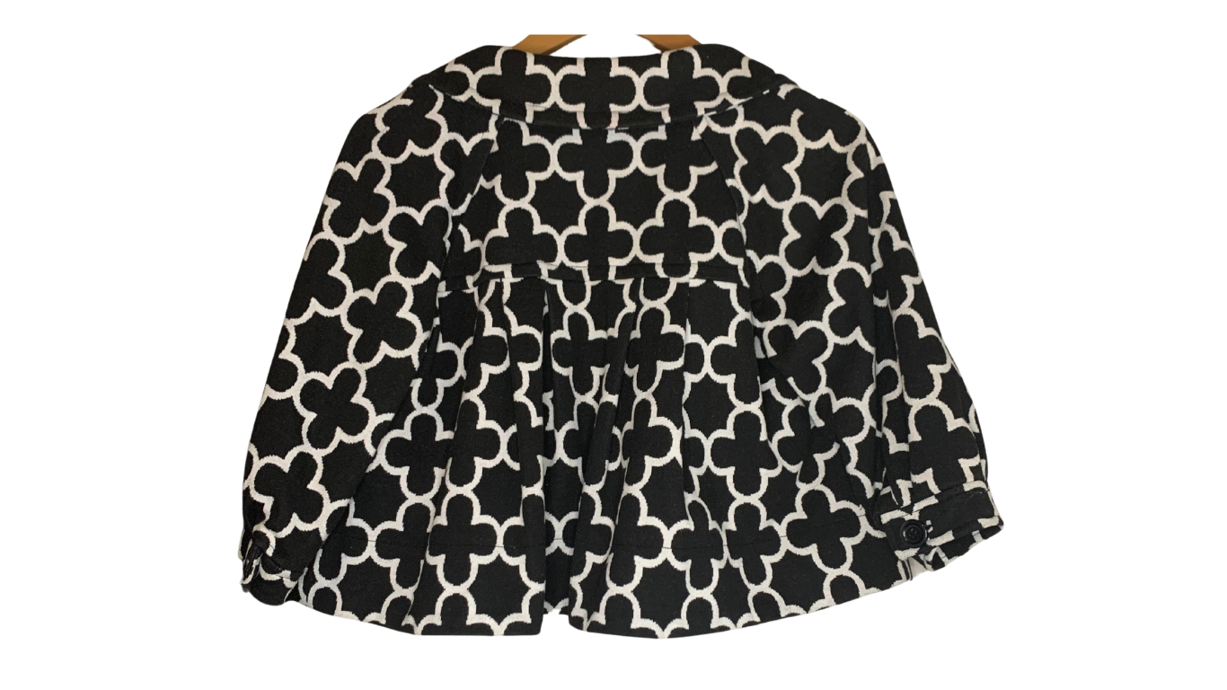 Stylish Black & White Geometric Print Jacket, L