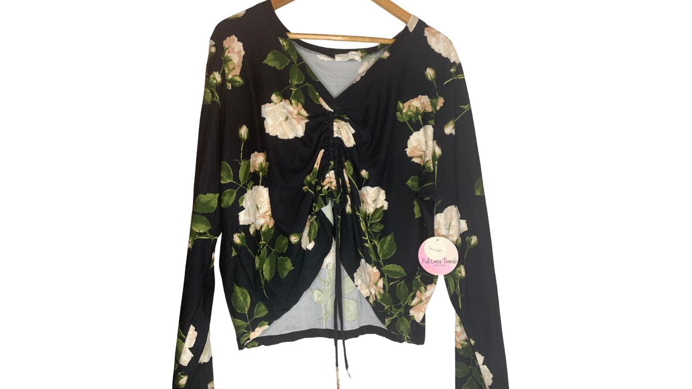 Floral Ruched Front Shirt, 3x