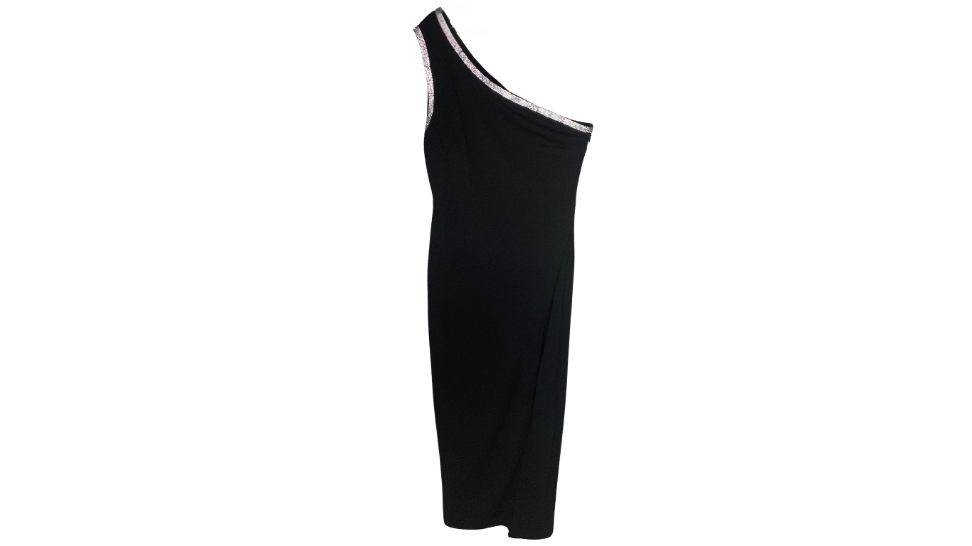 LuLus Glamorous One-Shoulder Black Evening Dress