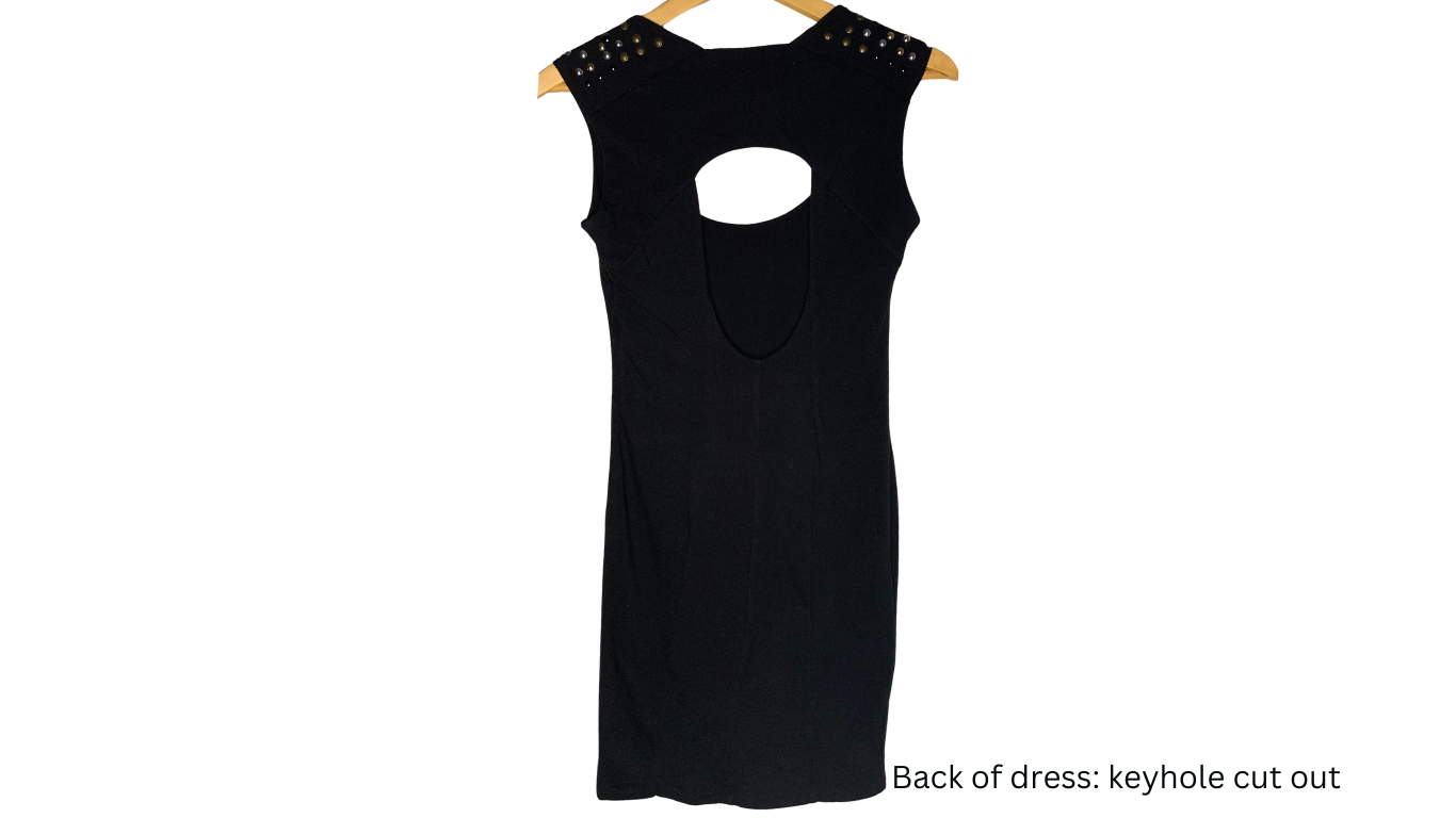 Edgy Black Keyhole Bodycon Dress, M