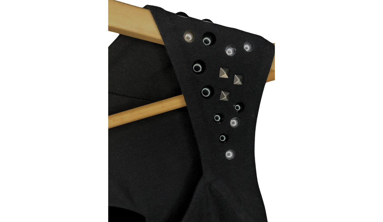 Edgy Black Keyhole Bodycon Dress, M