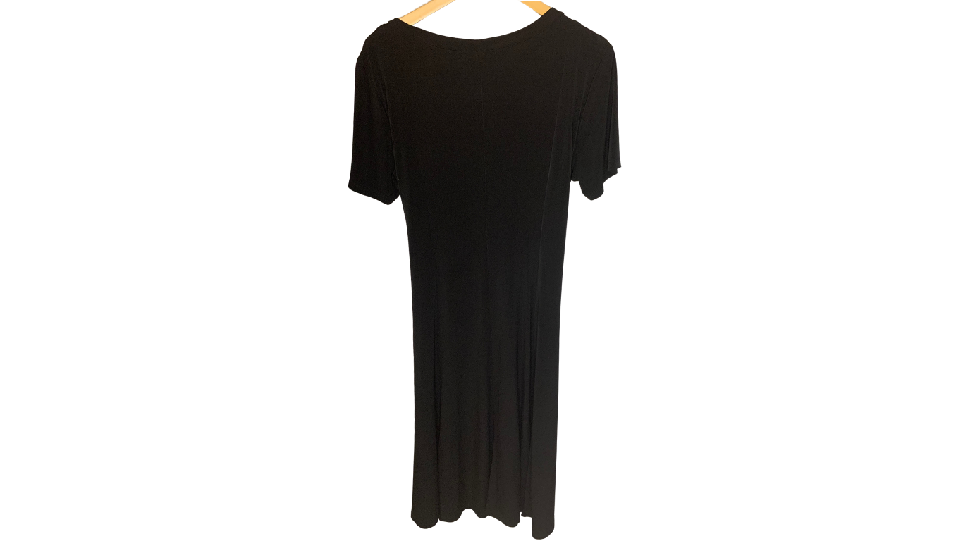Classic Black Midi Dress with Tie Waist, 14W