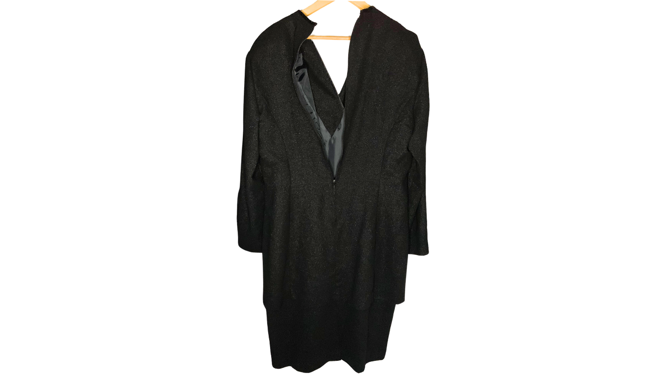 Sophisticated Black Double-Breasted Blazer Dress, 16