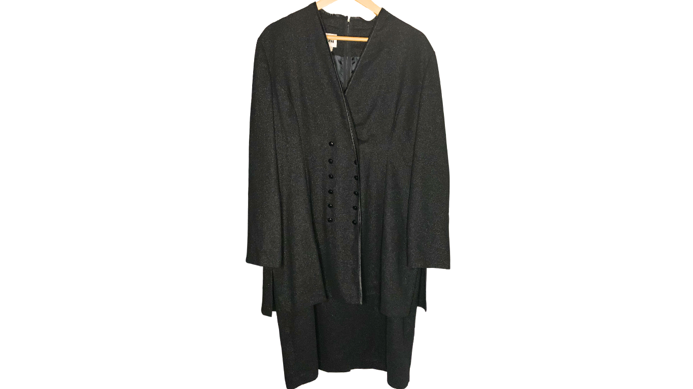 Sophisticated Black Double-Breasted Blazer Dress, 16
