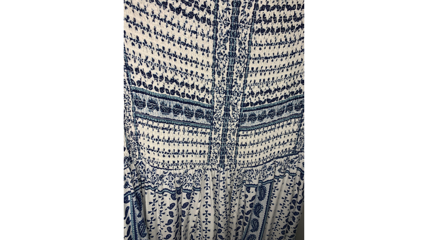 Bohemian Blue and White Maxi Dress with Shorts, XL