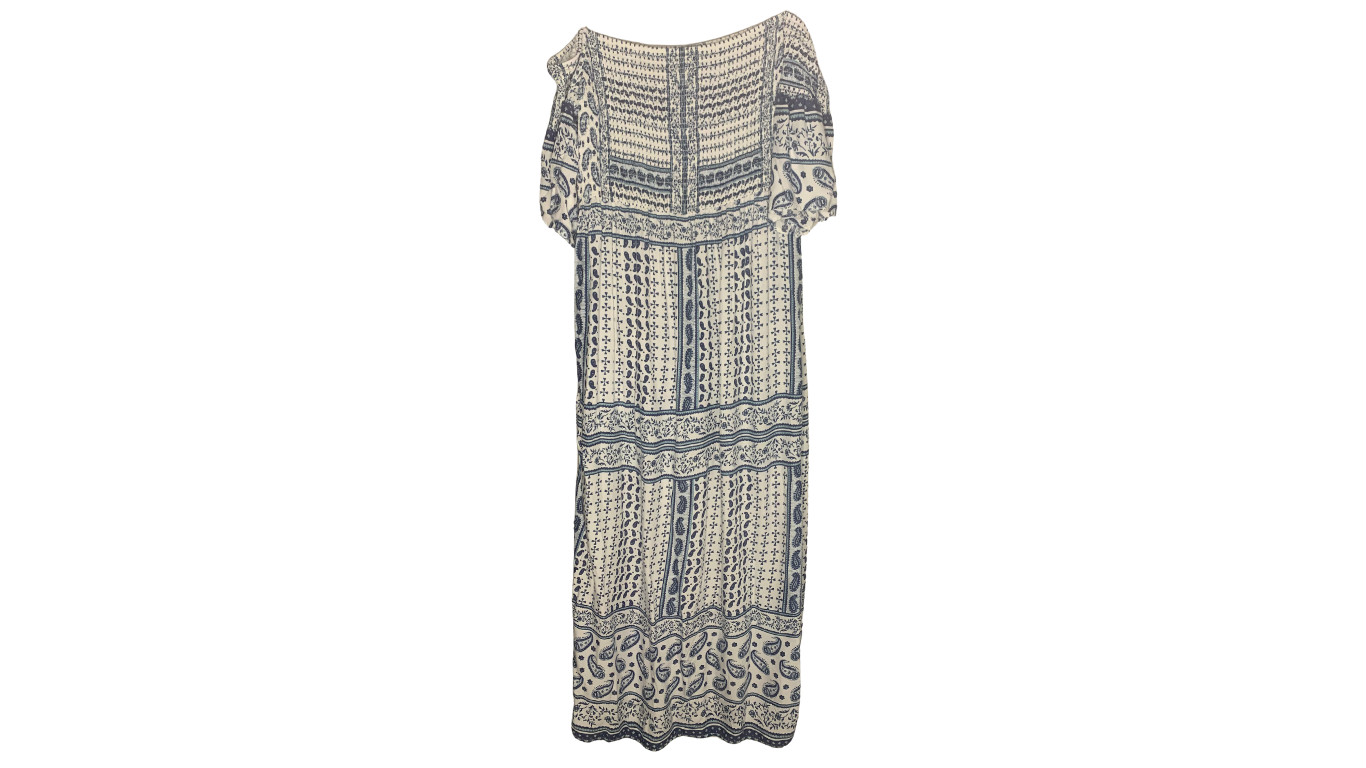 Bohemian Blue and White Maxi Dress with Shorts, XL