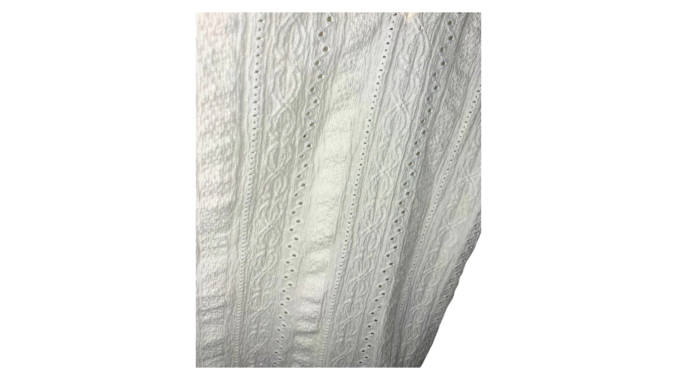 Elegant White Textured V-Neck Dress, L