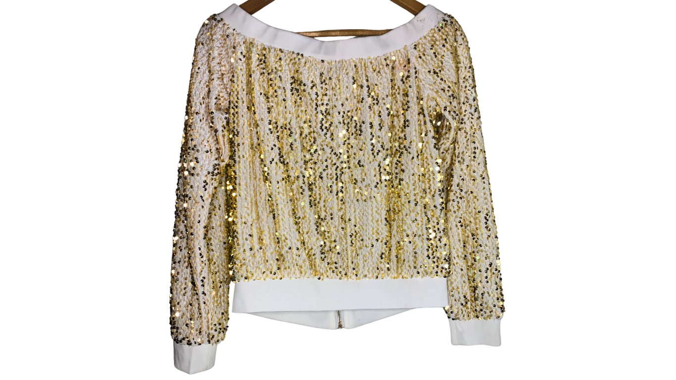 Glamorous Gold Sequin Bomber Jacket, M