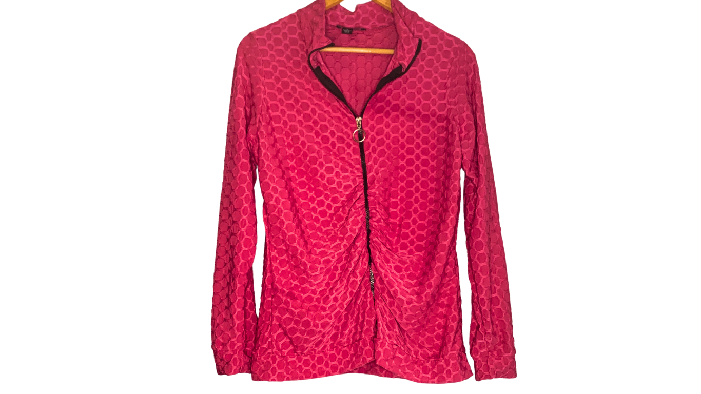 Women's Hot Pink Sporty Zipper Jacket, XL