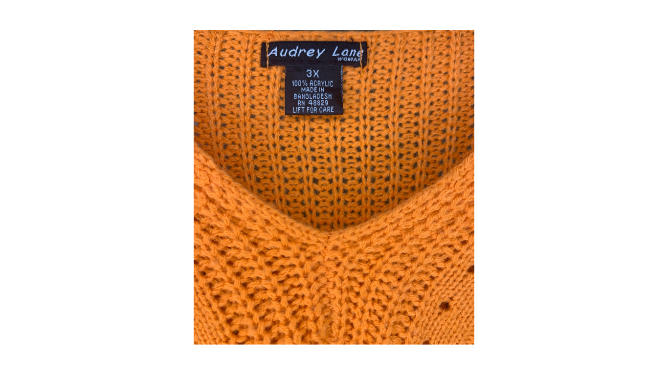 Vibrant Orange Cable Knit V-Neck Sweater, 2x/3x